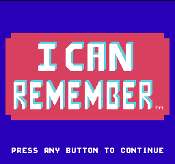I Can Remember Title Screen
